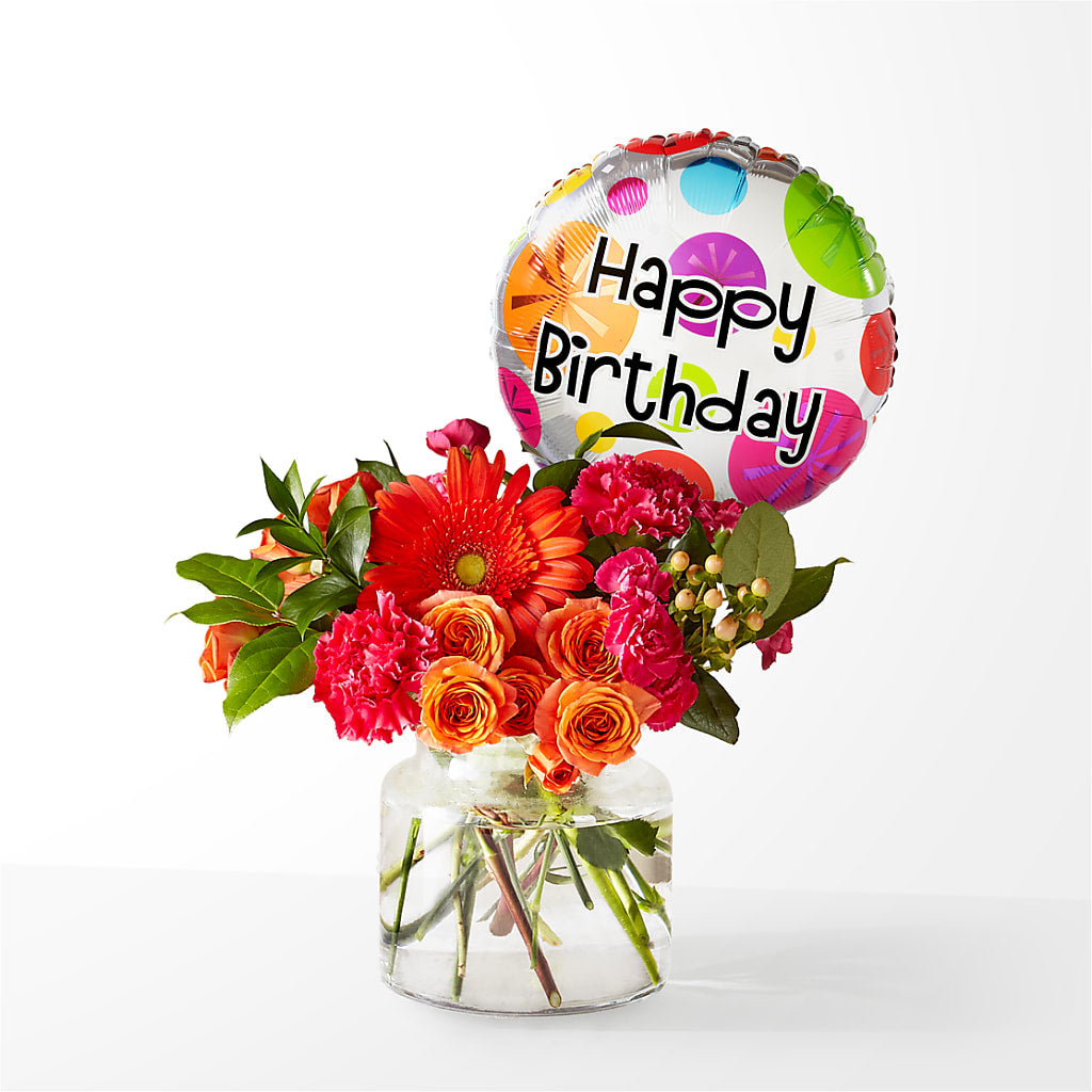 Fiesta Bouquet with Birthday Balloon – Citifloral, New York NY