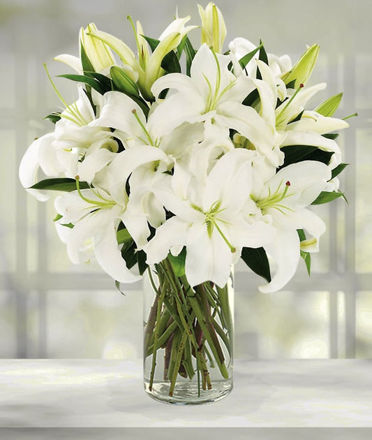 Vase of White Lilies